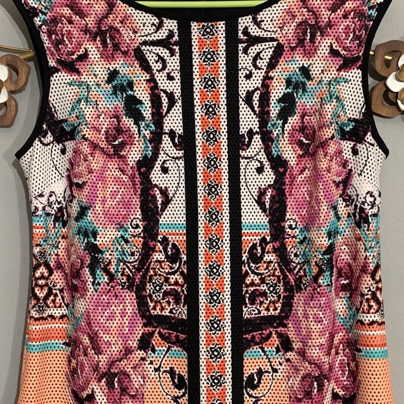 Beige by ECI Light Orange Rose Print Sleeveless Dress Size 6 - Picture 4 of 8